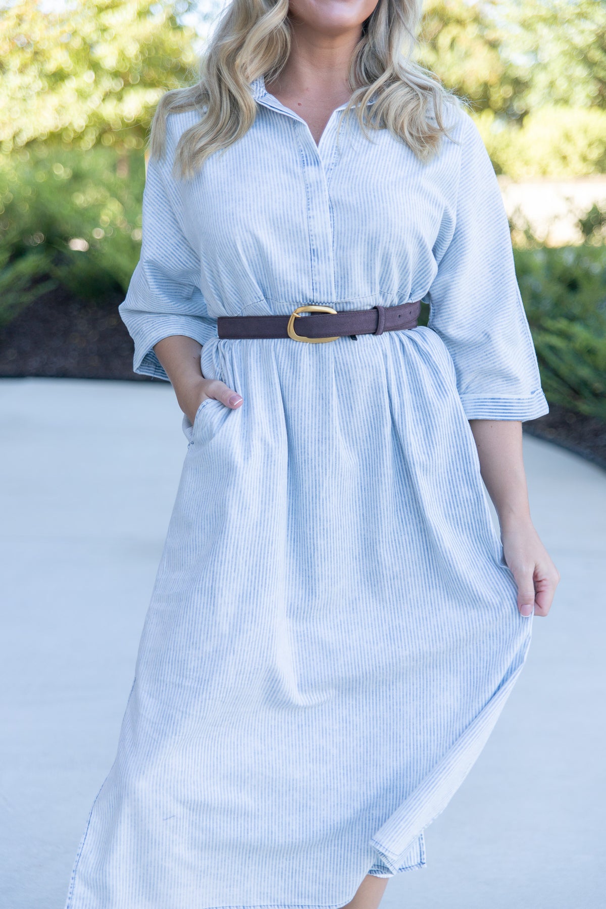 Gia Striped Maxi Shirt Dress
