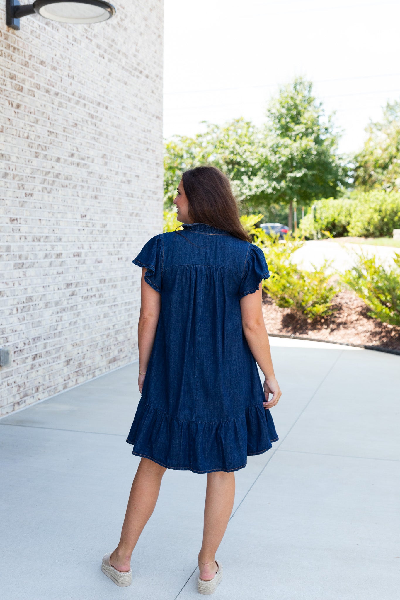 Morgan Denim Smocked Mini Dress