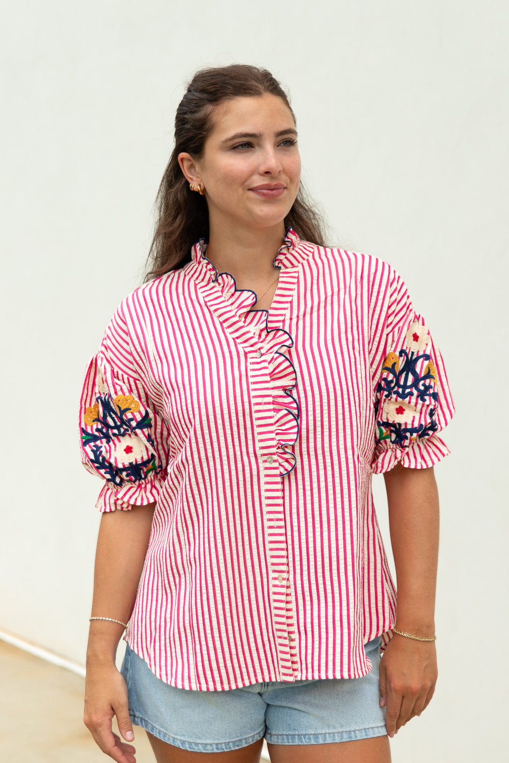Pattern Play Ruffle Blouse