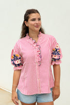 Pattern Play Ruffle Blouse