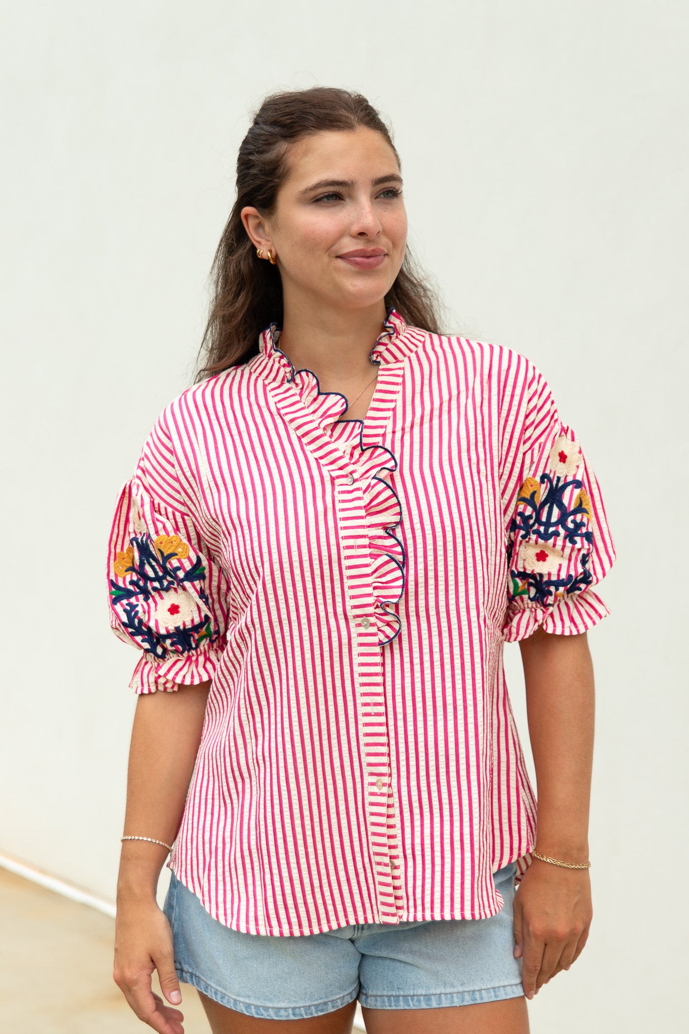 Pattern Play Ruffle Blouse
