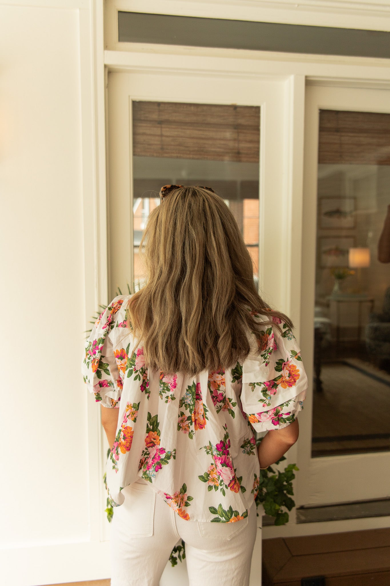 Megan Floral Puff-Sleeve Blouse