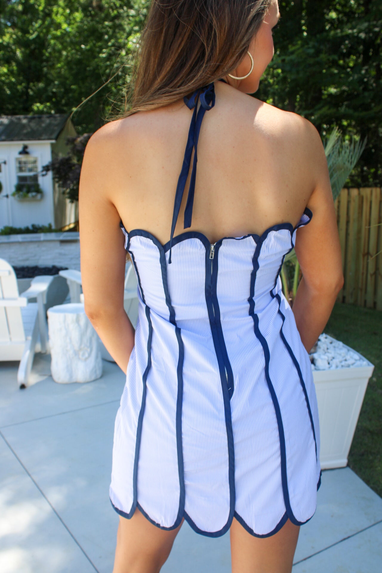 Noelle Scallop Halter Mini Dress