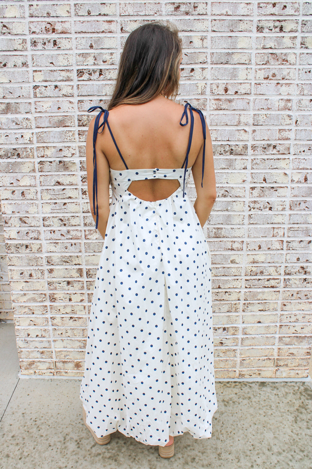 Tessa Tie Strap Polka Dot Maxi Dress