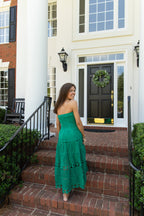 Seraphina Eyelet Tiered Tube Midi Dress