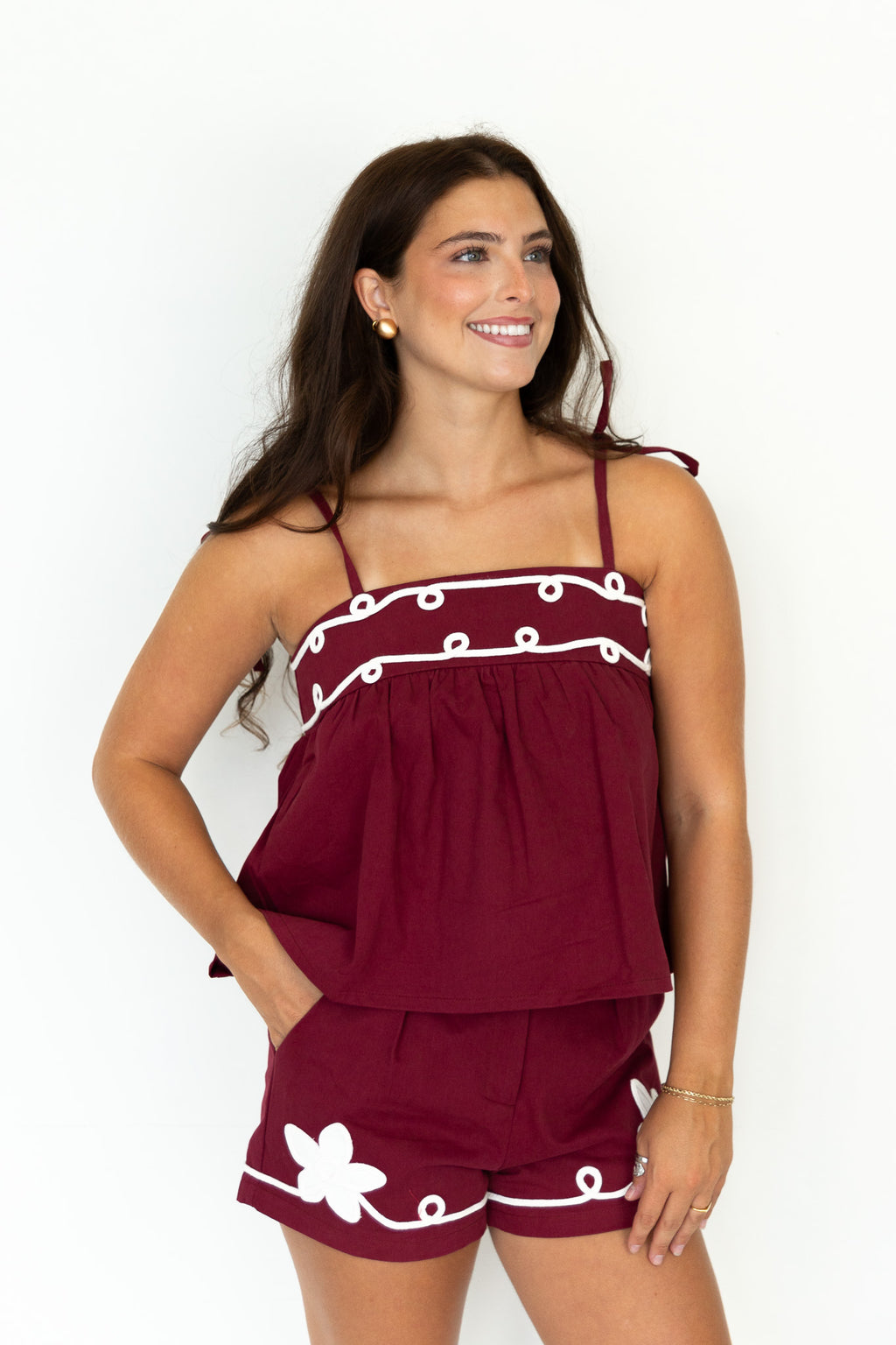 Lillian Floral Appliqué Shorts