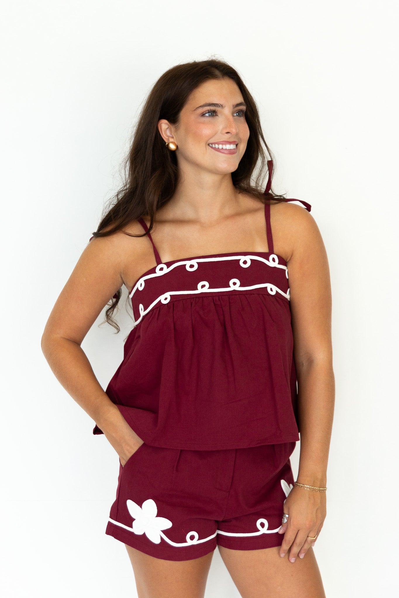 Lillian Floral Appliqué Shorts