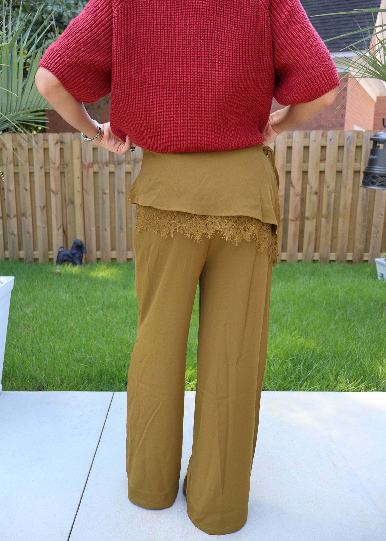 Olive Lace Detail Pants