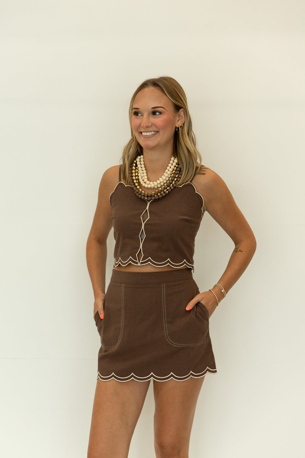 Gianna Scalloped Mini Skirt