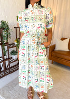 Meadow Tiered Puff Sleeve Midi Dress