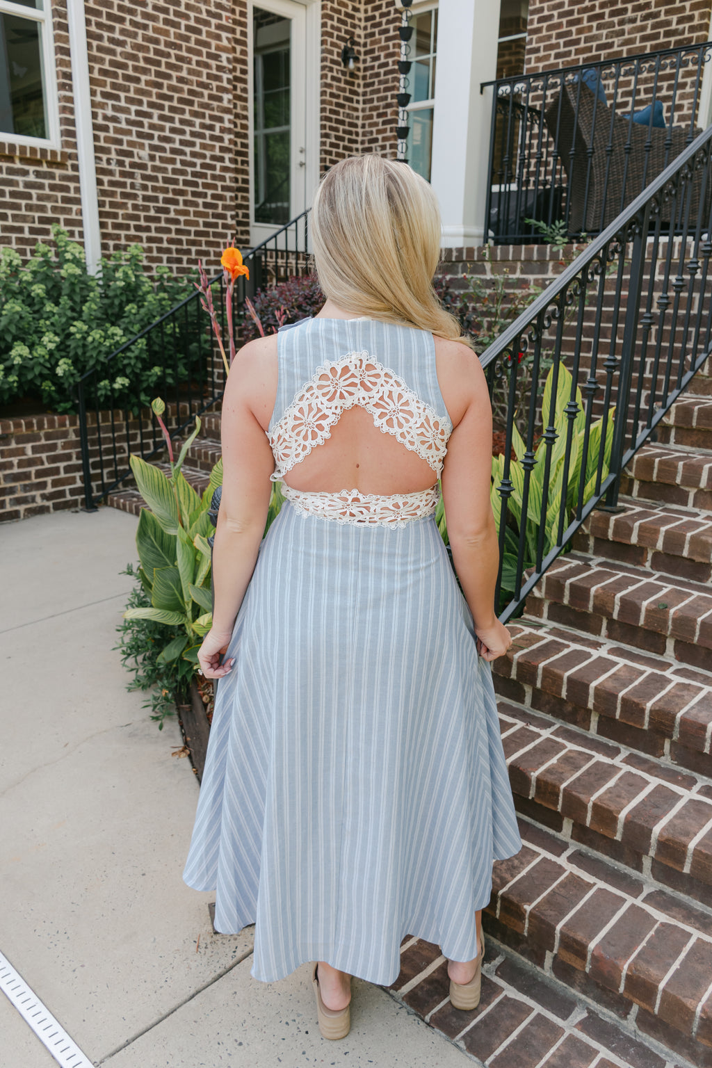 Marie Hollow Lace Midi Dress