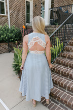 Marie Hollow Lace Midi Dress