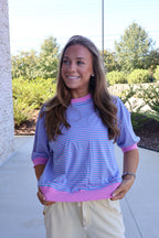 Serena Striped Rib-Banded Top