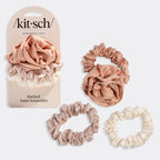 Rosette Ruched Satin Scrunchies 3pc Set