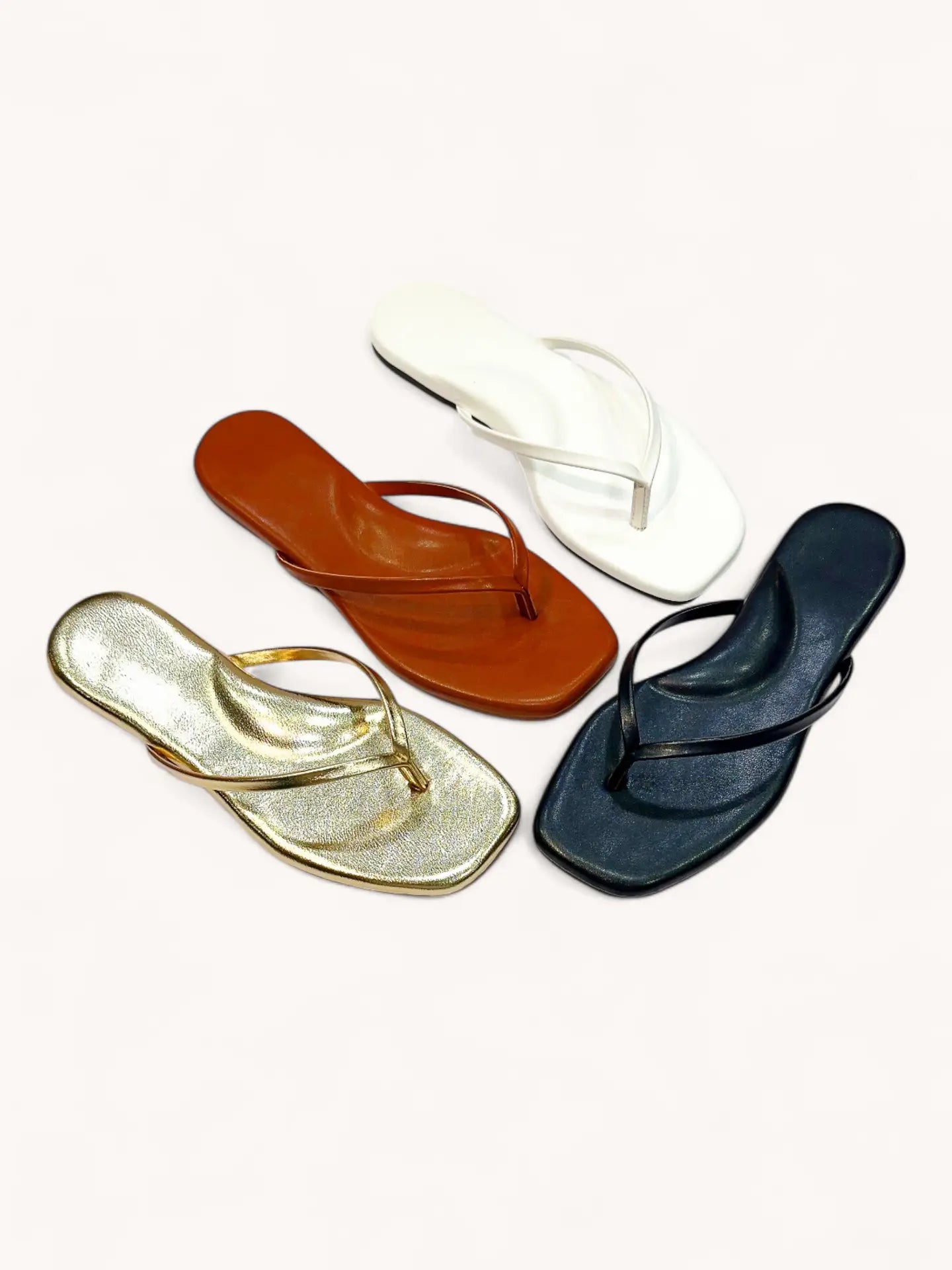 Square-Toe Flip Flop Sandals