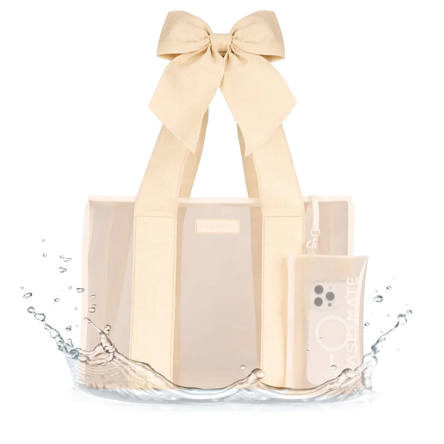 Ecru Raffia Bow Jelly Tote Bag