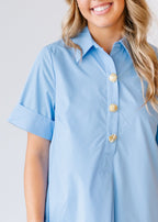Evelyn Button Front Shirt Midi Dress
