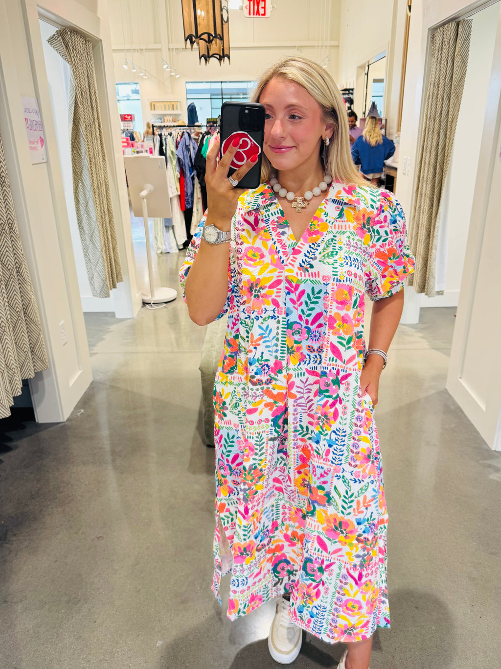 Lilly Bright Floral Midi Dress