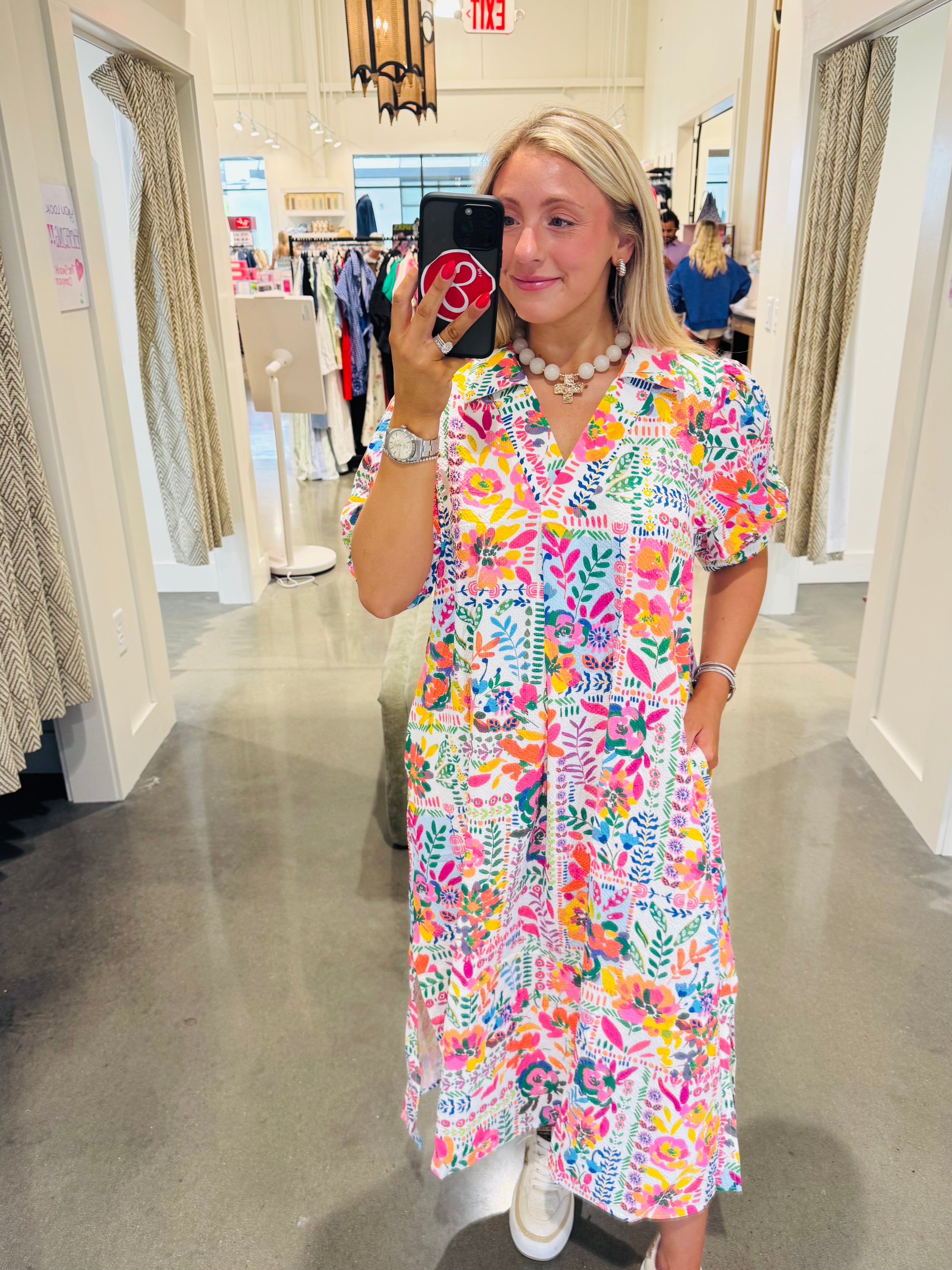 Lilly Bright Floral Midi Dress