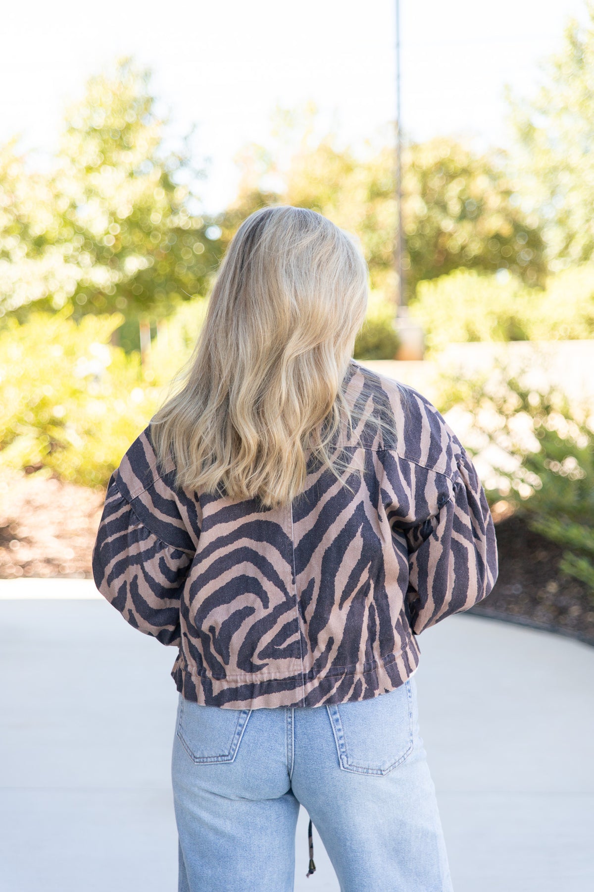 Lumi Zebra Stripe Cropped Jacket