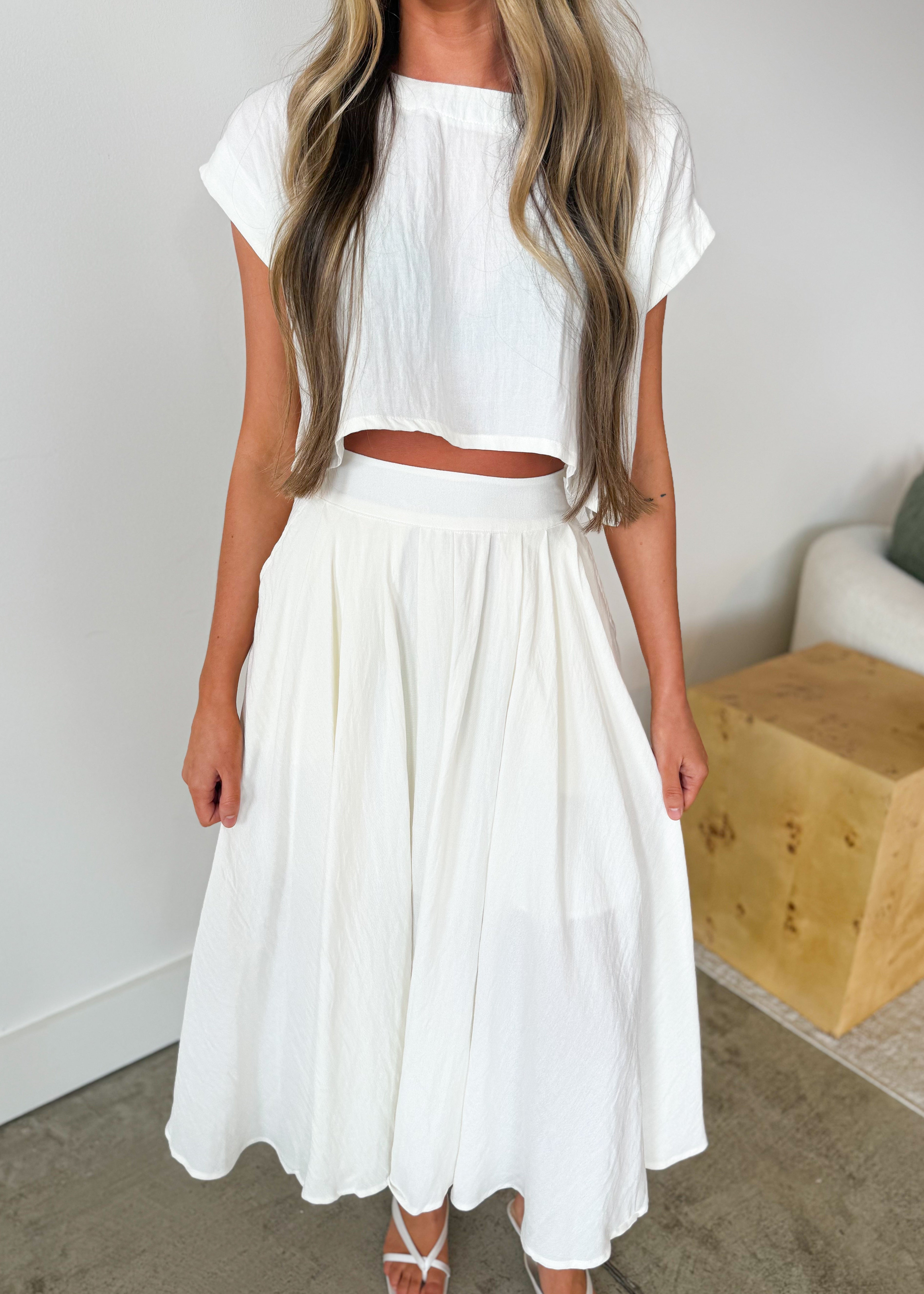 Elara Airy Two-Piece Midi Skirt Set