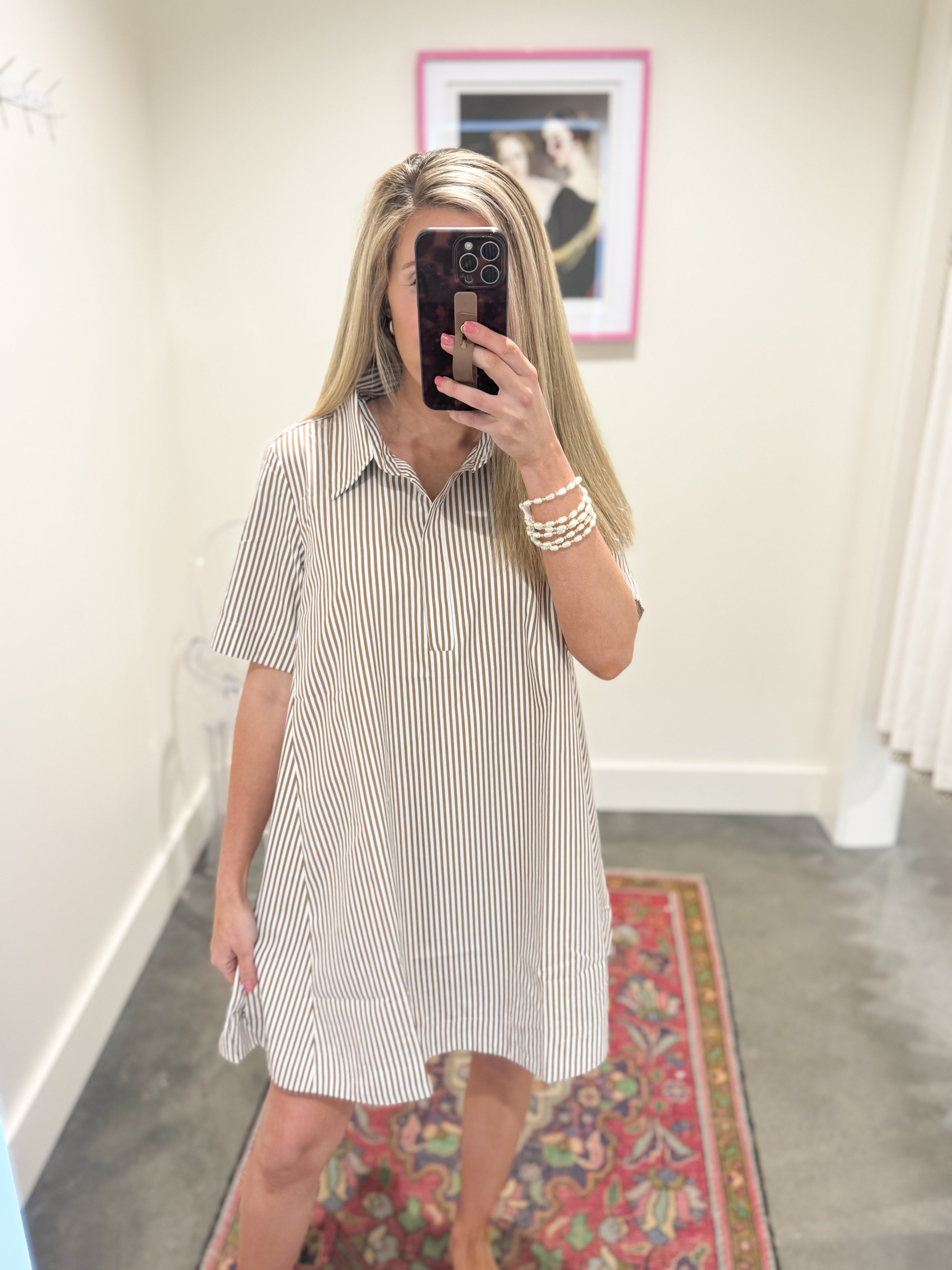 Elora Stripe Collared Swing Mini Dress