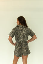 Tanya Tiger Print Collared Romper