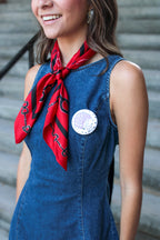 Red & Black Horsebit Silk Scarf