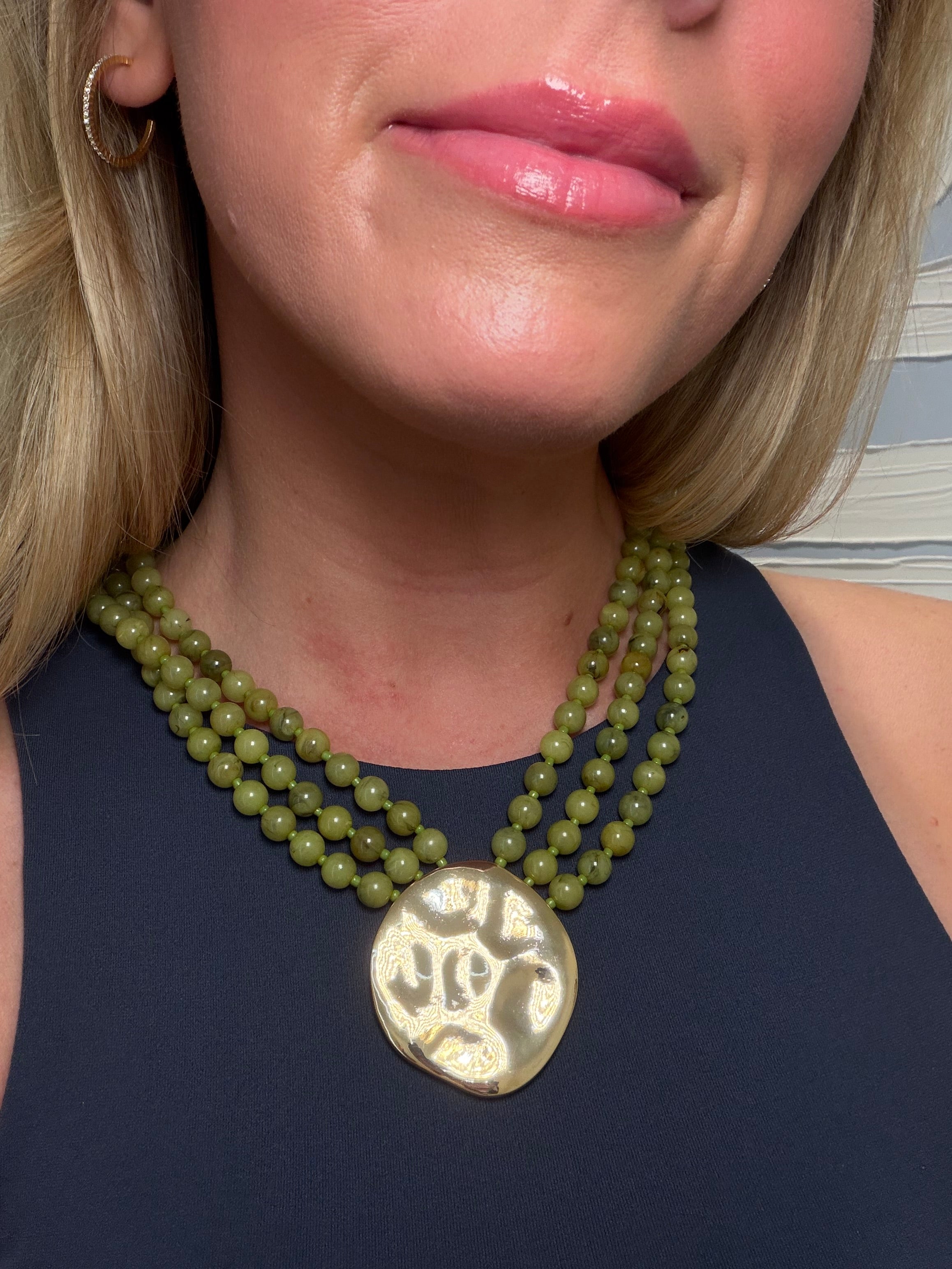 3 Layered Round & Marble Bead Necklace