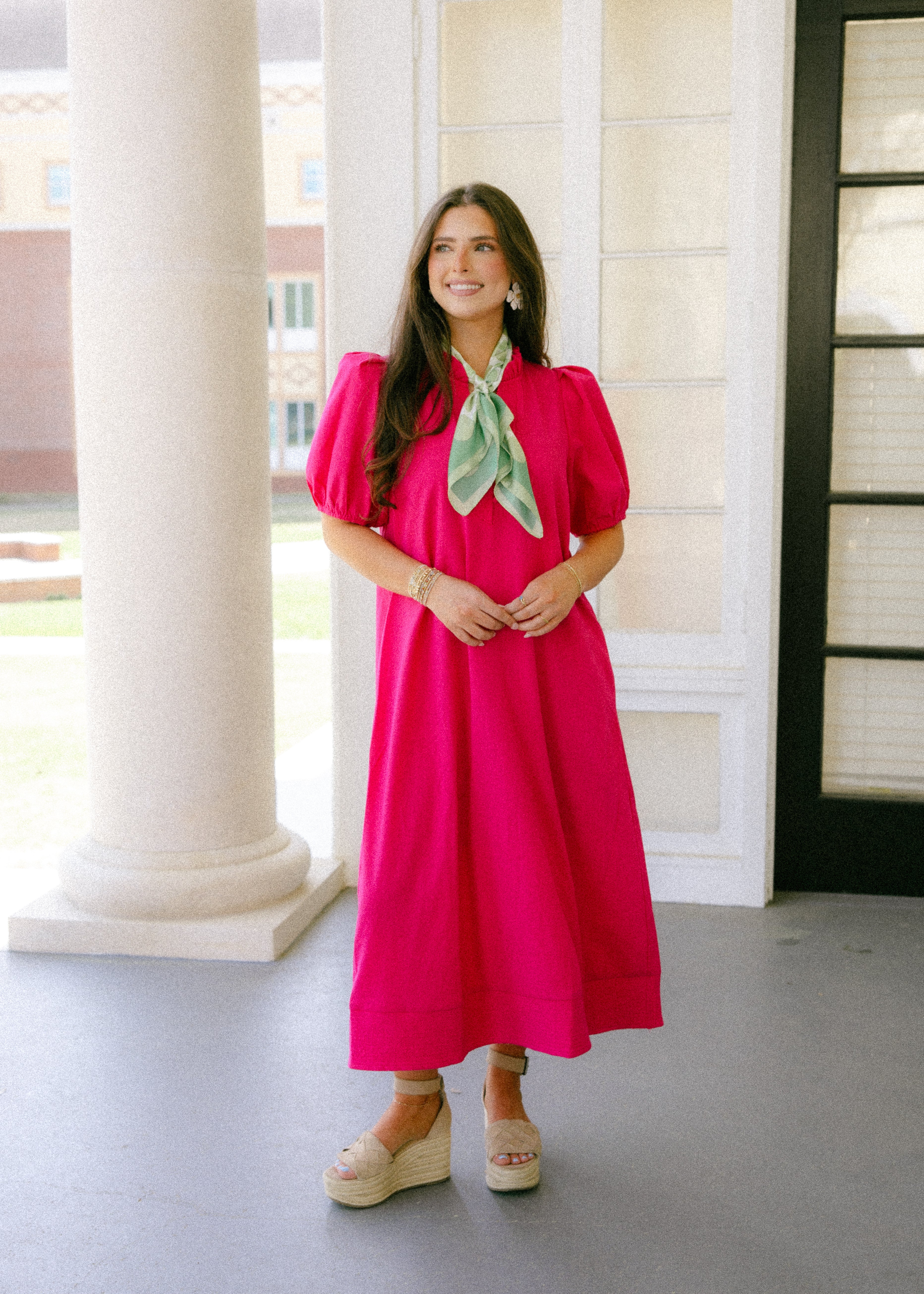 button dress midi Isadora Button Front Midi Dress Green / M