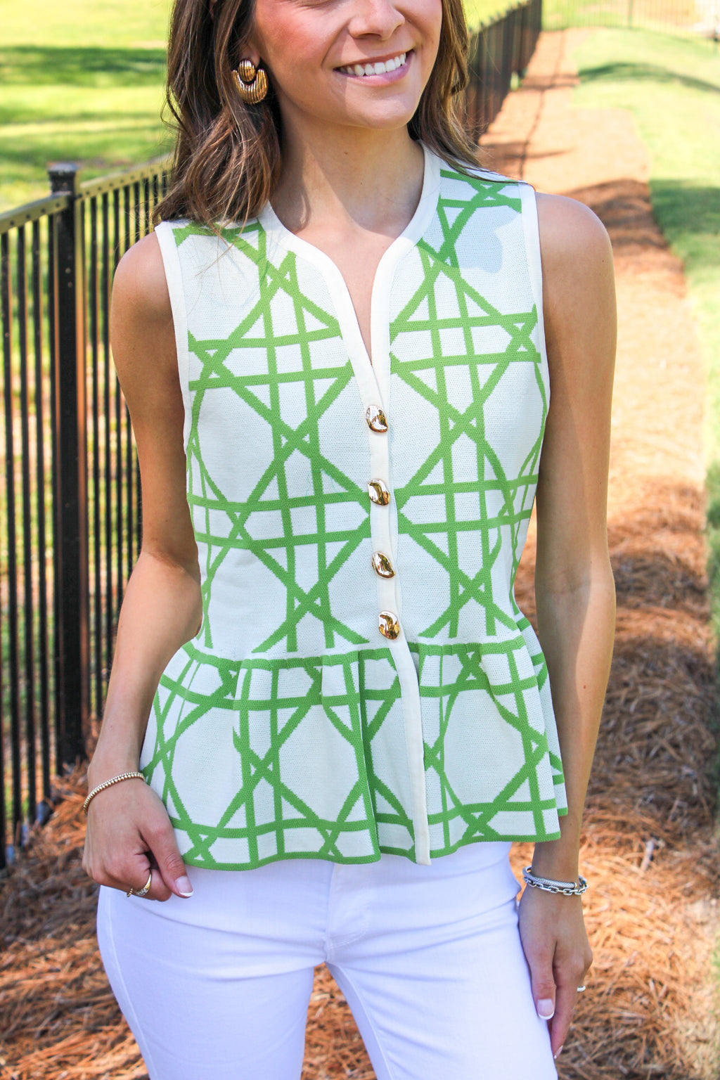 The Trellis Peplum Knit Blouse