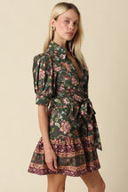 Dana Floral Wrap Mini Dress
