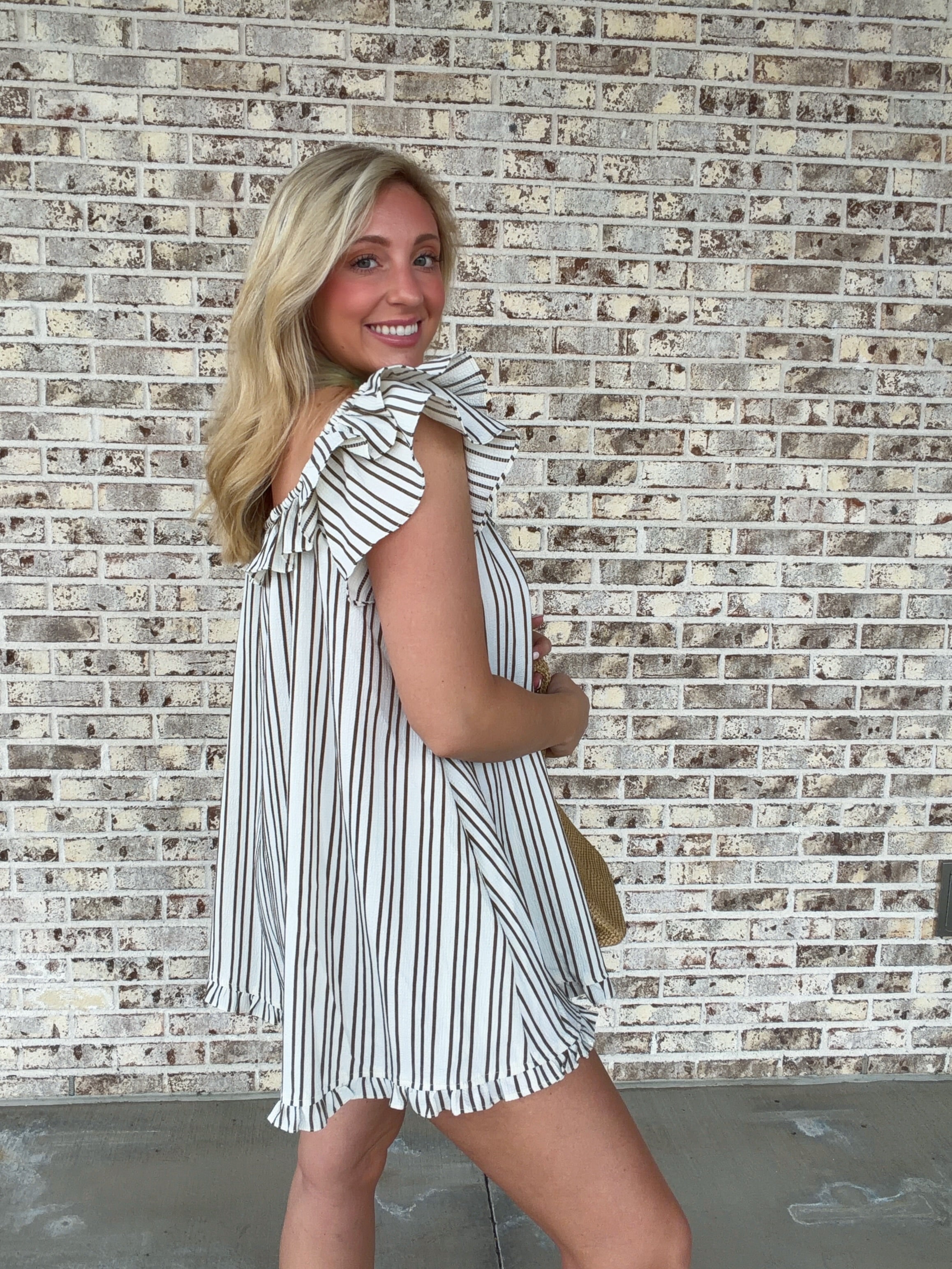 Rachel Striped Ruffled Romper