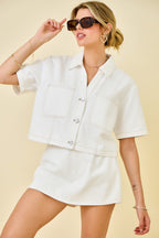 Lavinia Boxy Crop Denim Top