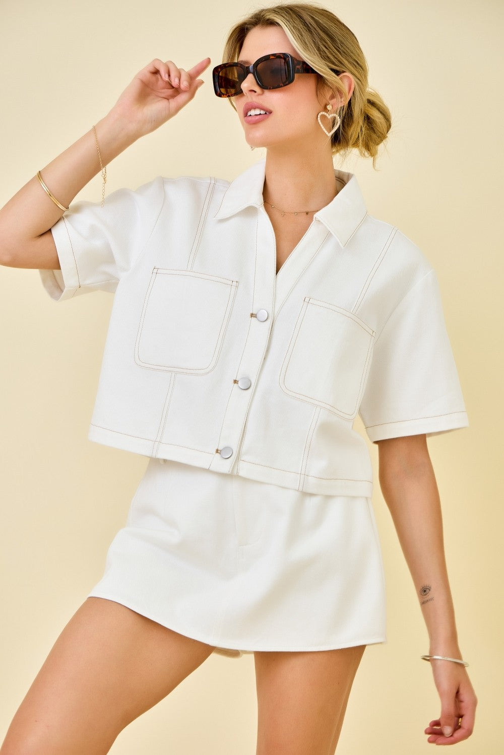 Lavinia Boxy Crop Denim Top