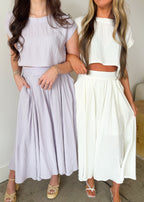 Elara Airy Two-Piece Midi Skirt Set