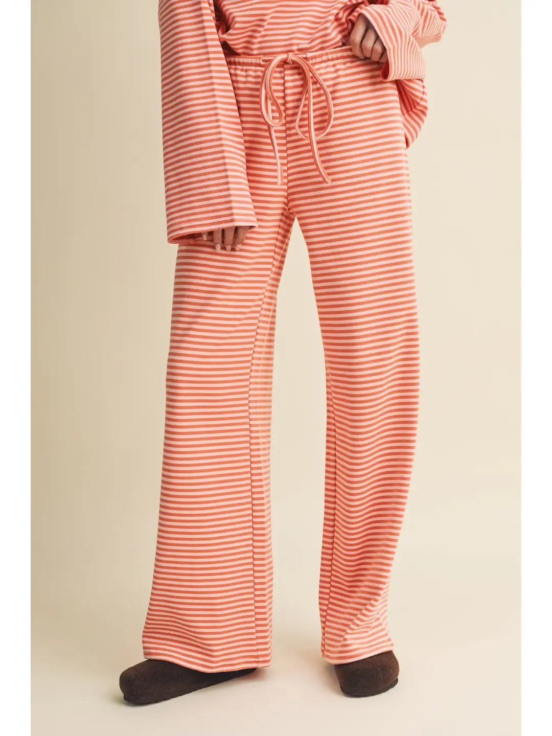 Striped Cotton Knit Wide Leg Pants