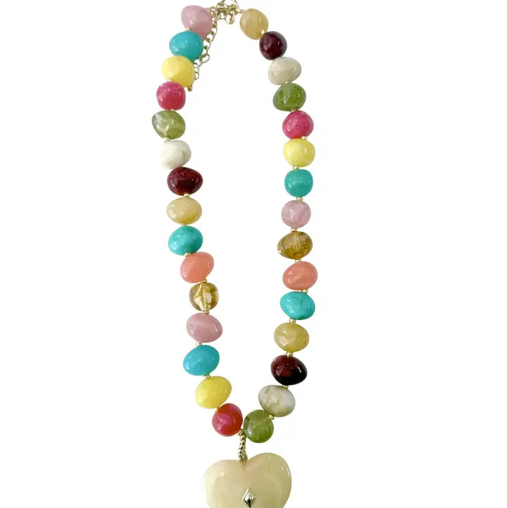 Holden Beaded Necklace with Heart Charm