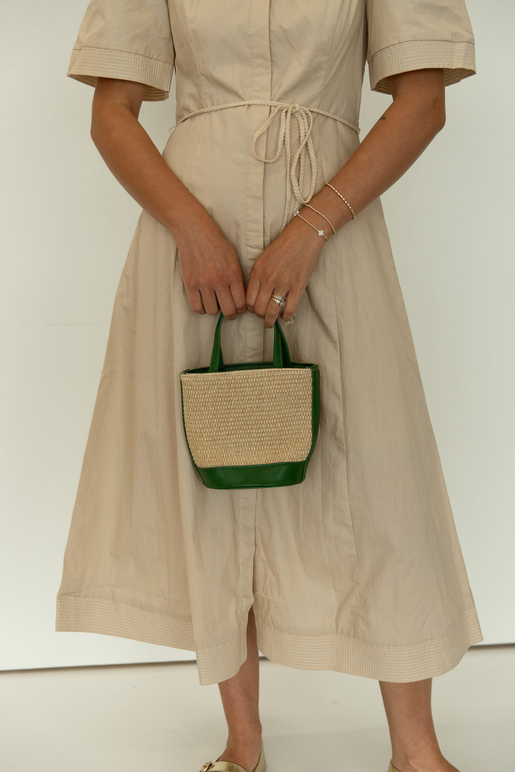 Straw Bucket Crossbody Bag
