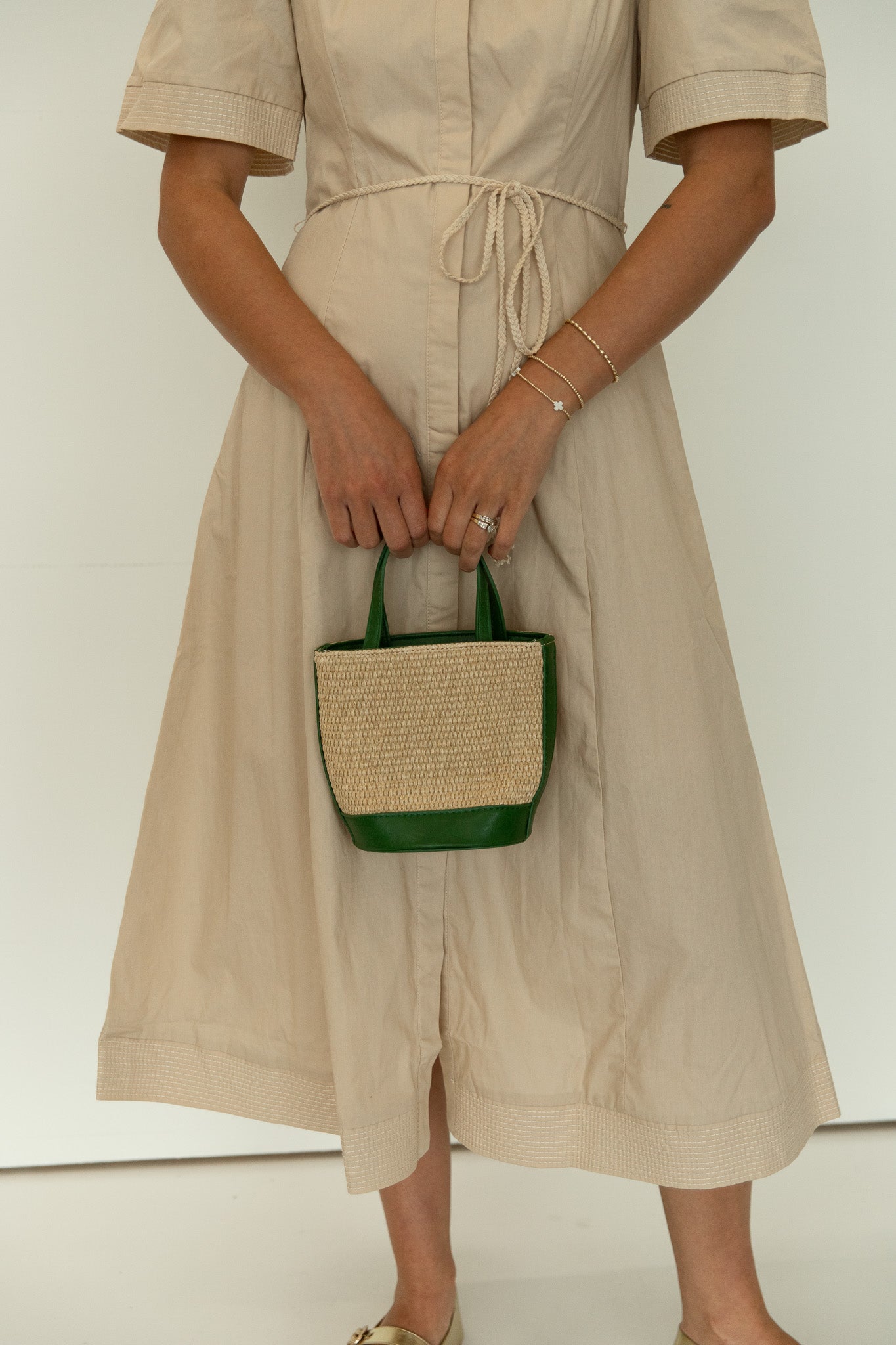 Straw Bucket Crossbody Bag