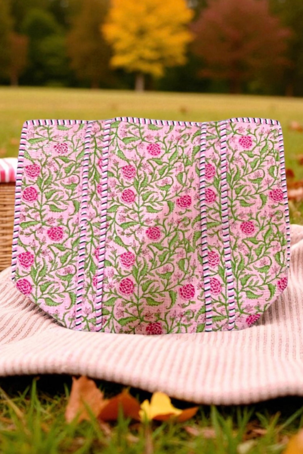 Claire Pink Floral Patterned Tote Bag