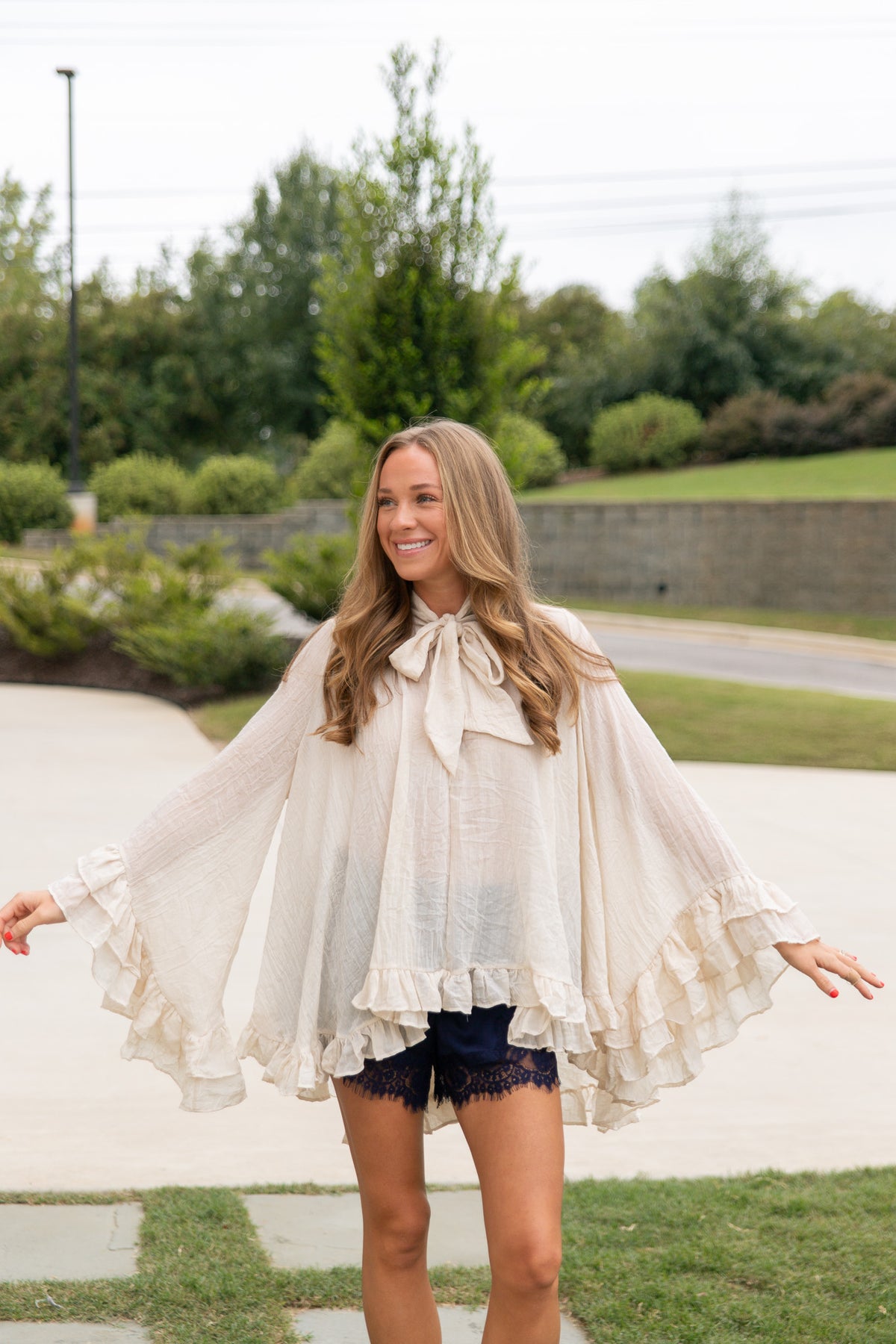 Tiffany Tie Neck Ruffle Blouse
