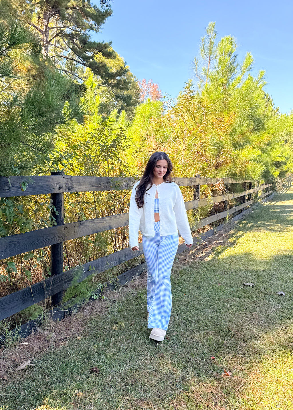 Gingham Print Ruched Bra Top