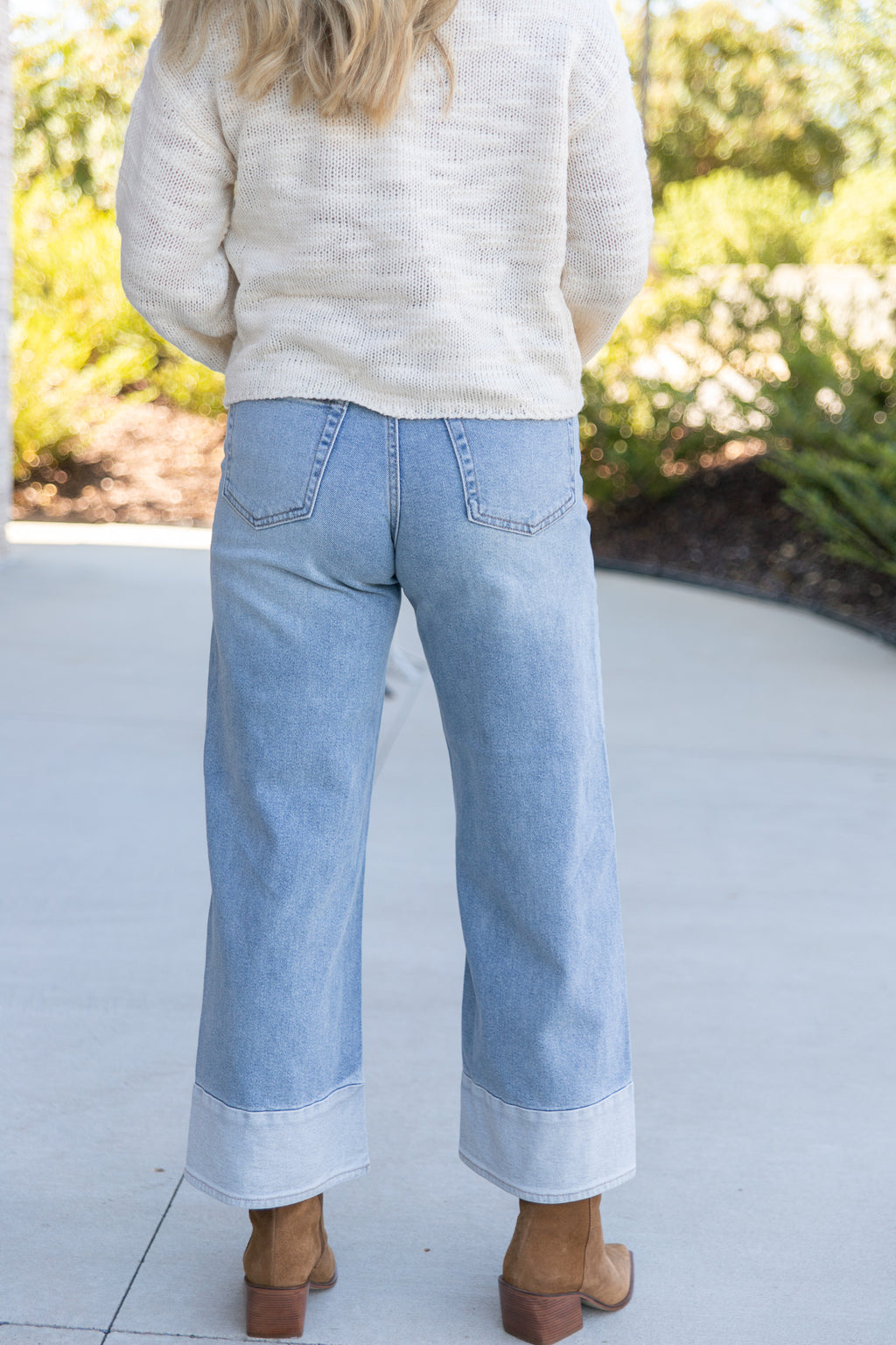 Camila Cuffed Wide‑Leg Jeans