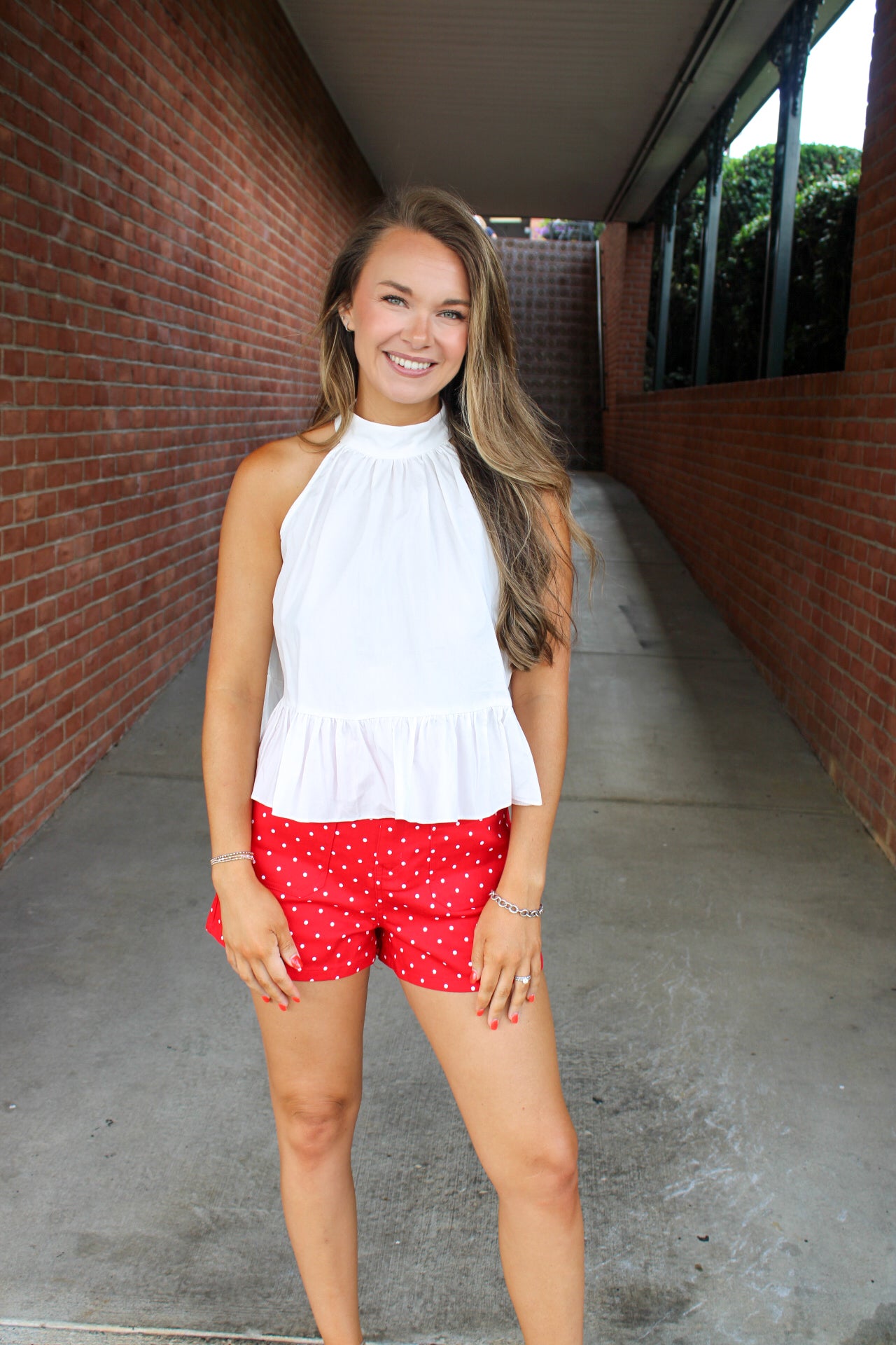 Natalie High Neck Ruffle Hem Top