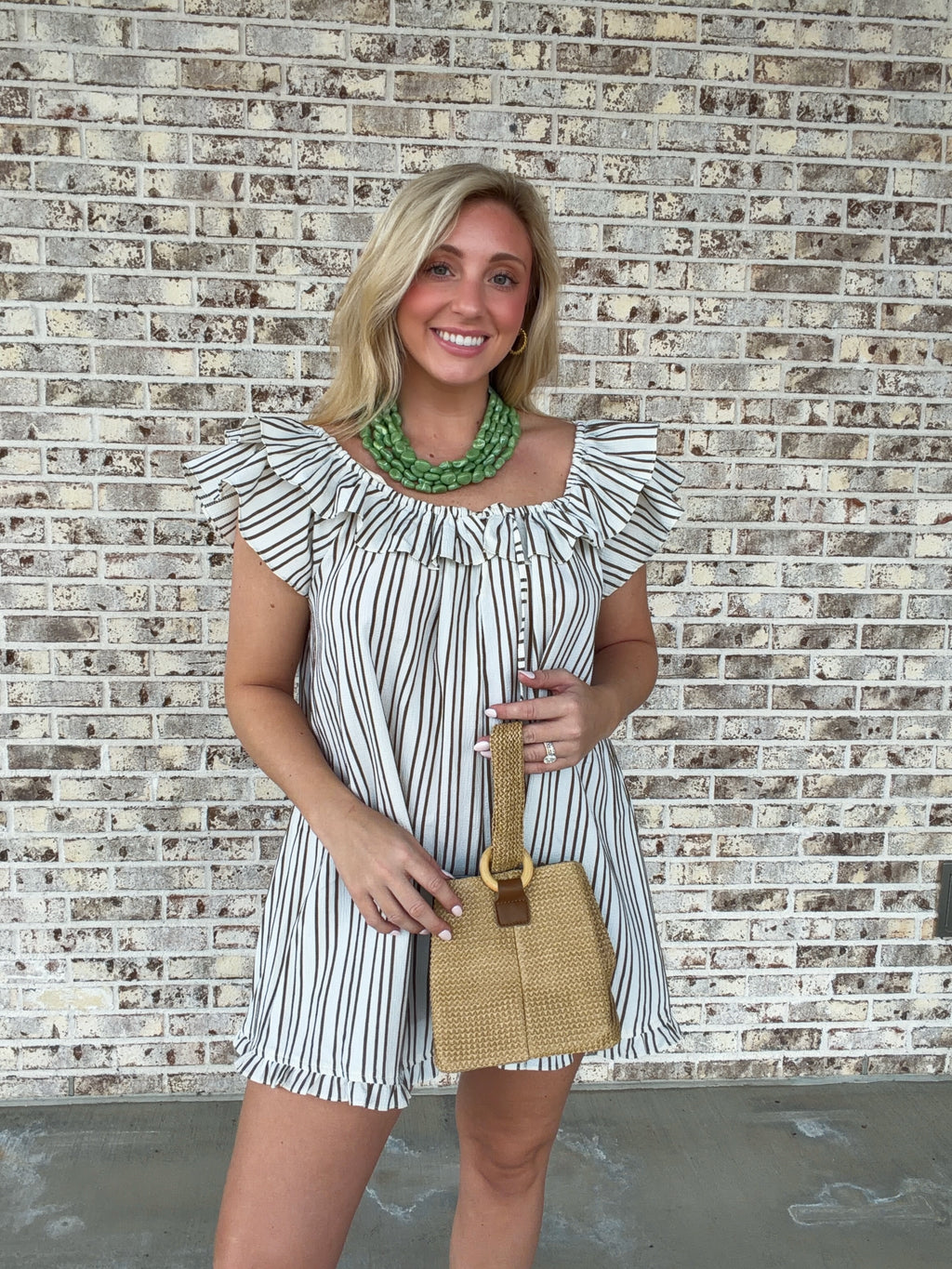Rachel Striped Ruffled Romper
