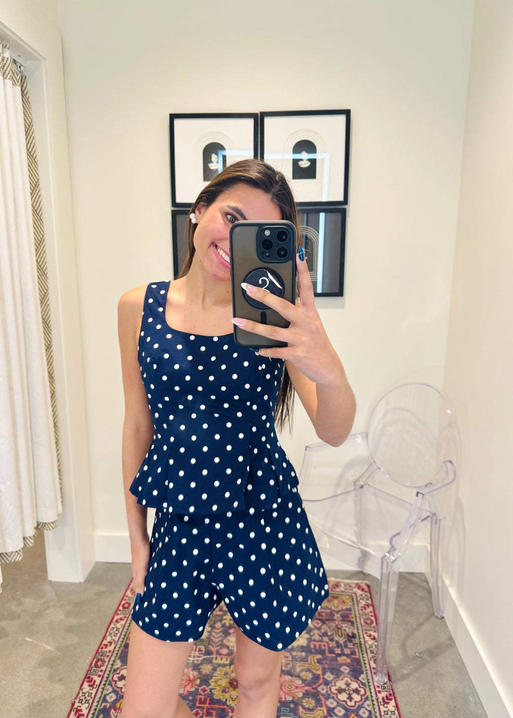 Polka Dot Peplum Short Set