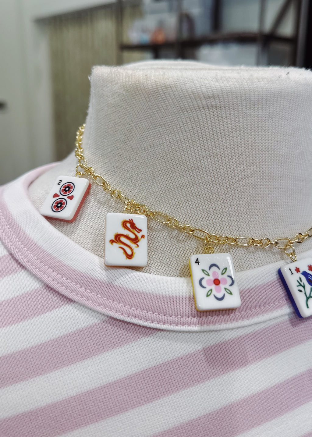 Mahjong Tile Charm Necklace