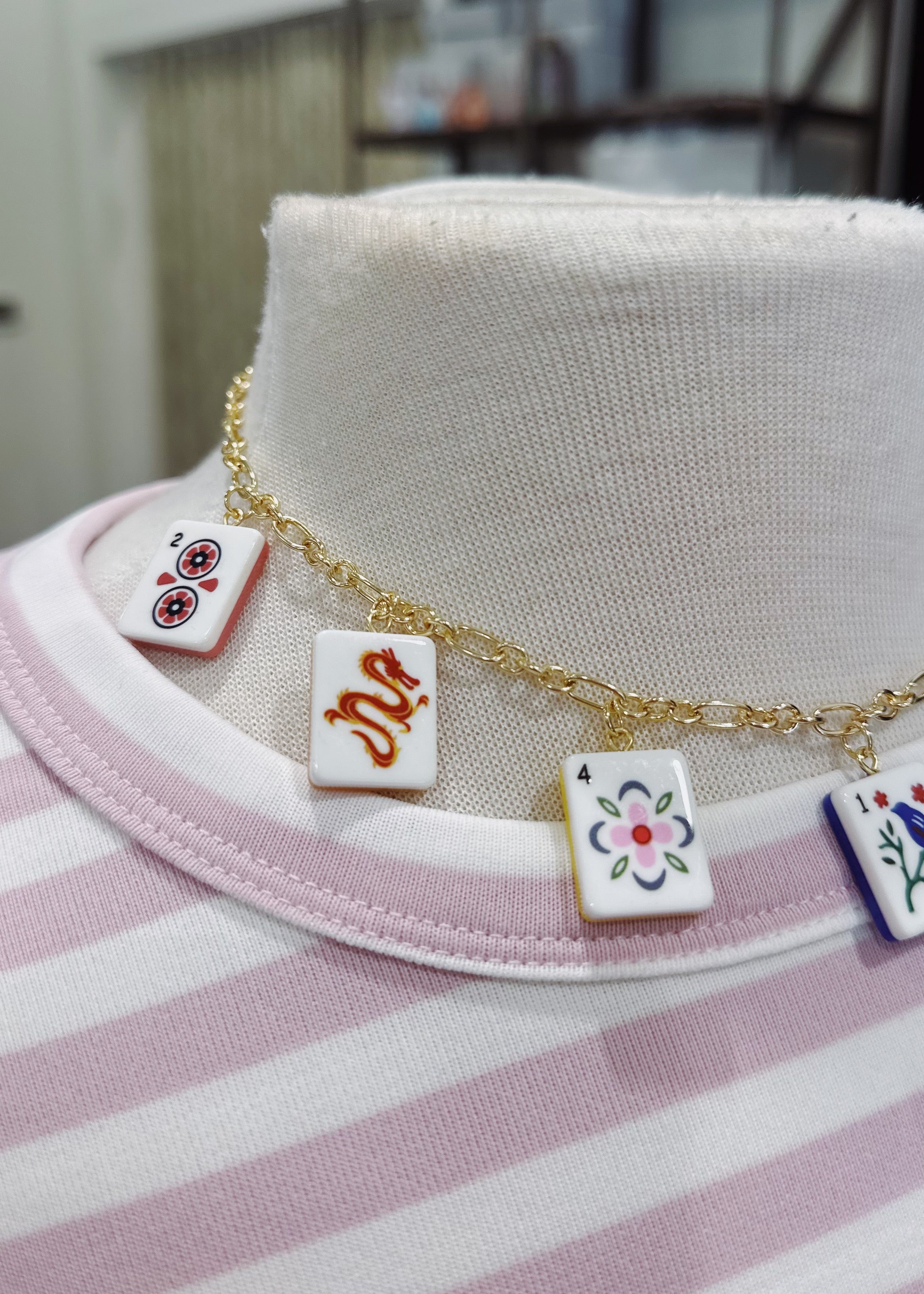 Mahjong Tile Charm Necklace