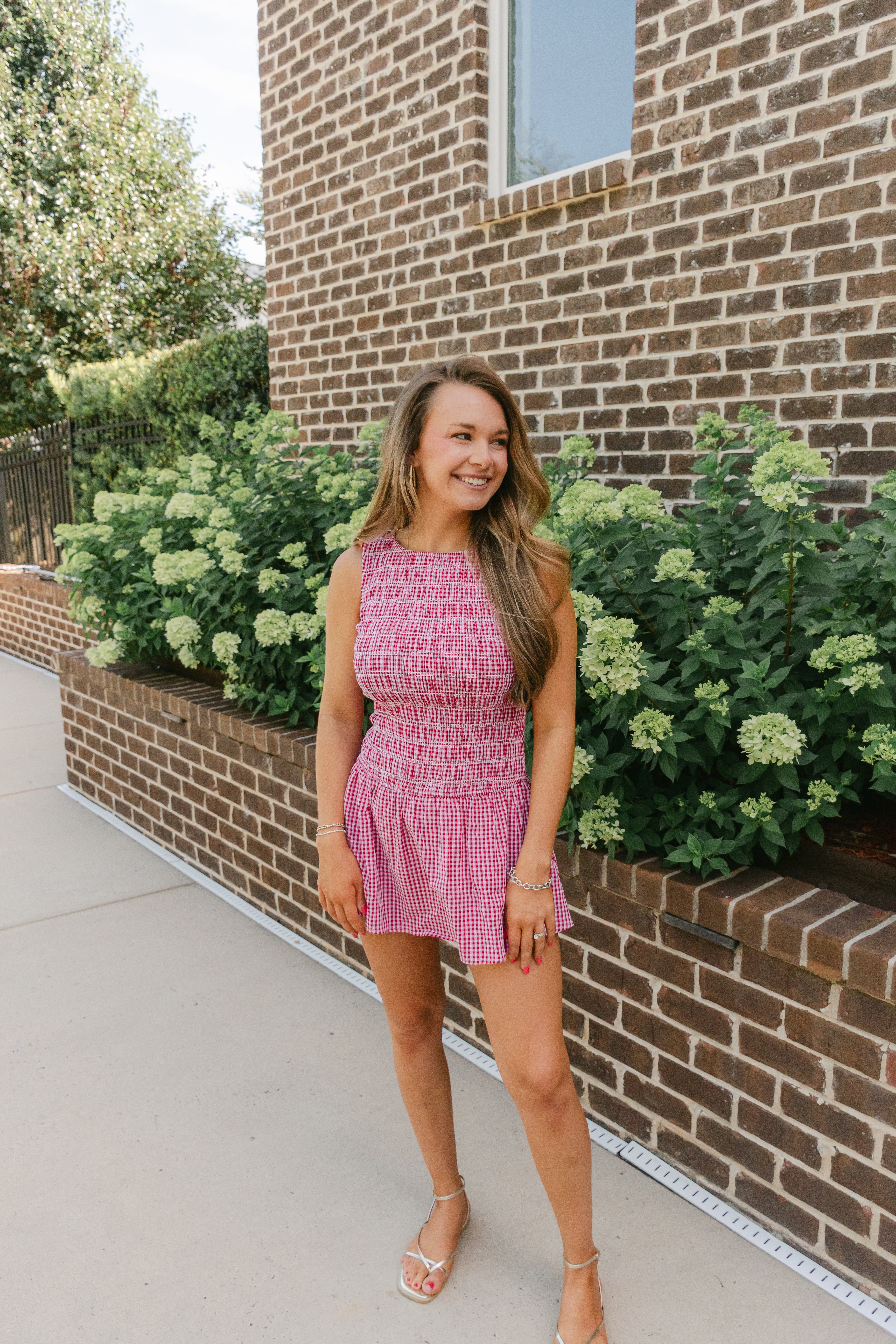 Cecelia Smocked Gingham Mini Dress